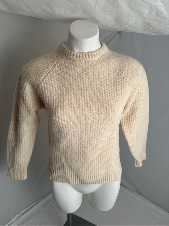 &Daughter ecru merino wool and cashmere crew neck raglan sleeve sweater - Picture 2 of 12